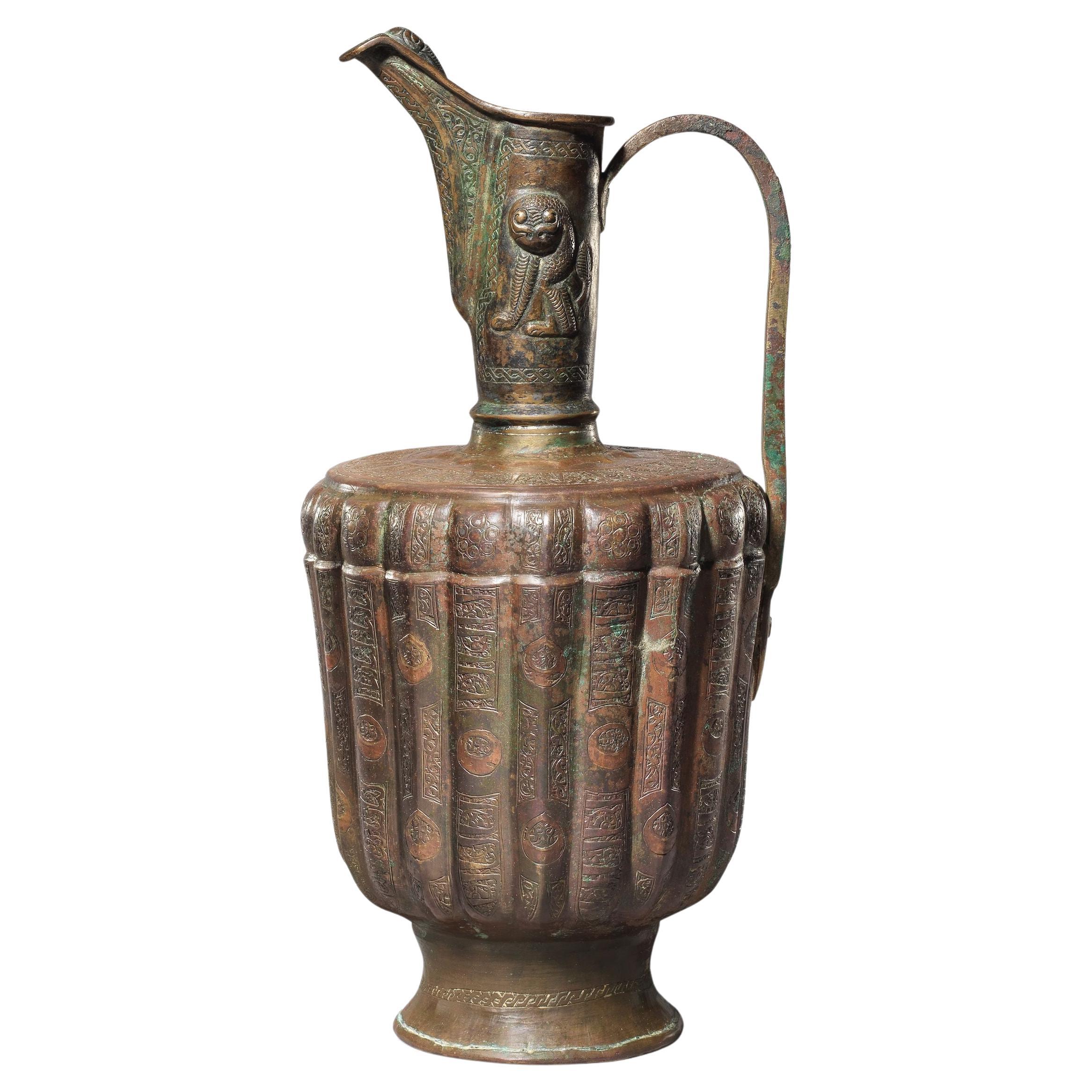 A Khorasan Silver And Copper Inlaid Bronze Ewer, 12TH Century For Sale