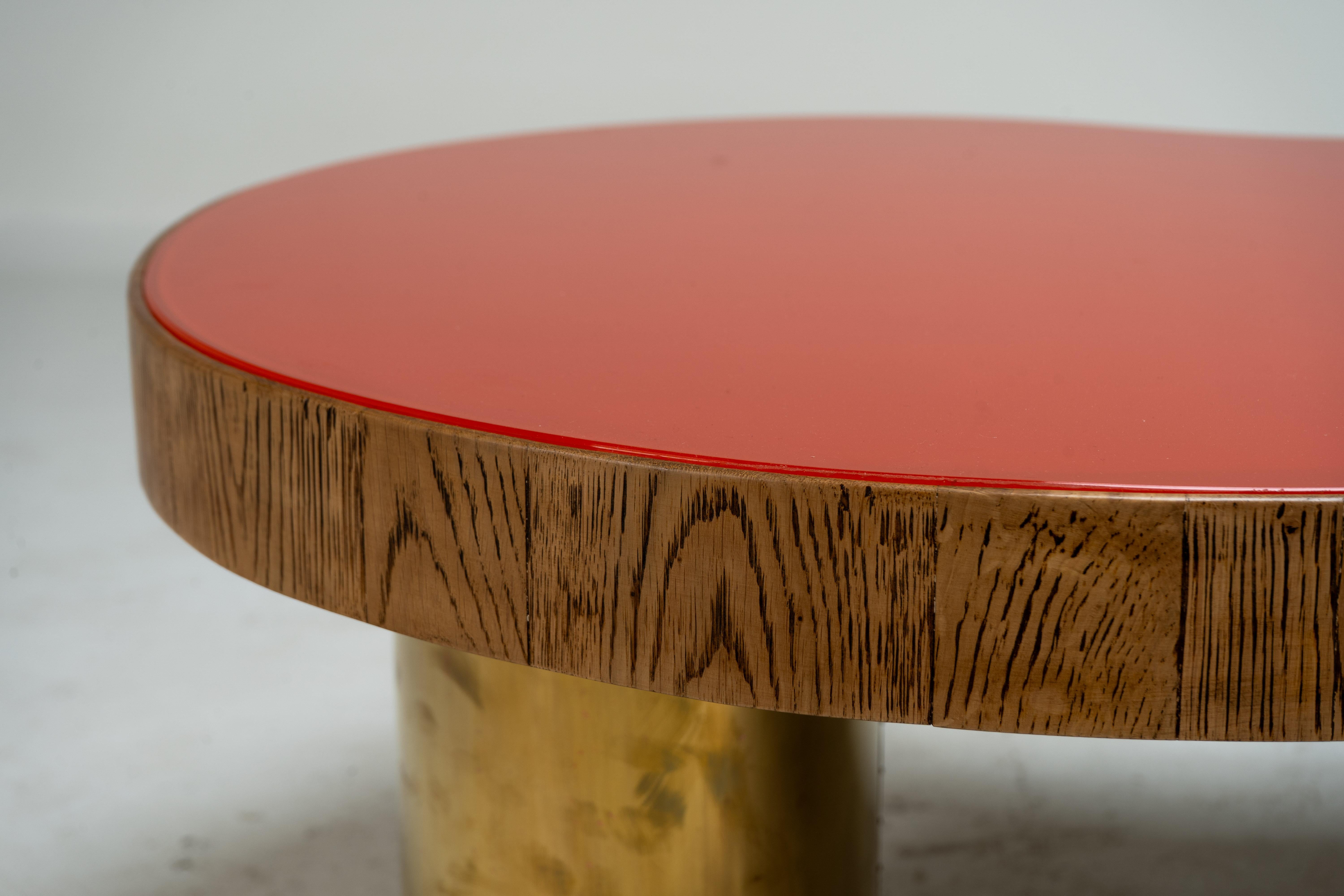 Contemporary A Kidney-shaped Coffee Table with Brass Legs For Sale