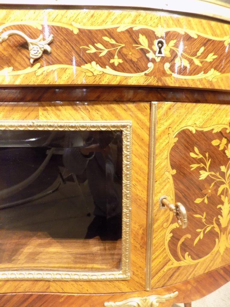 Kingwood and Marquetry Inlaid French Side Cabinet For Sale 8