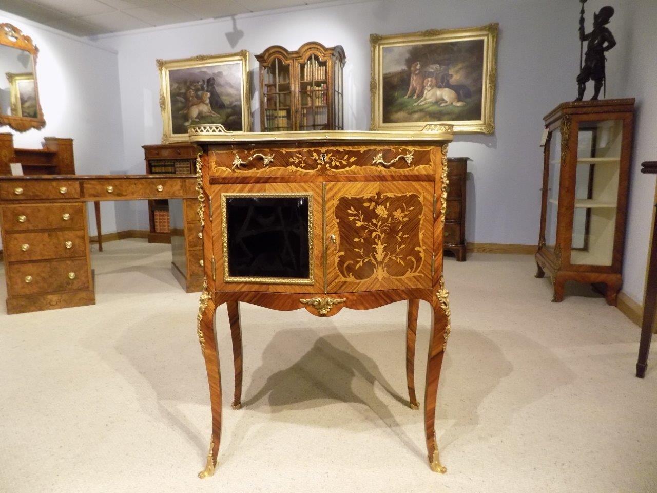 Kingwood and Marquetry Inlaid French Side Cabinet For Sale 9