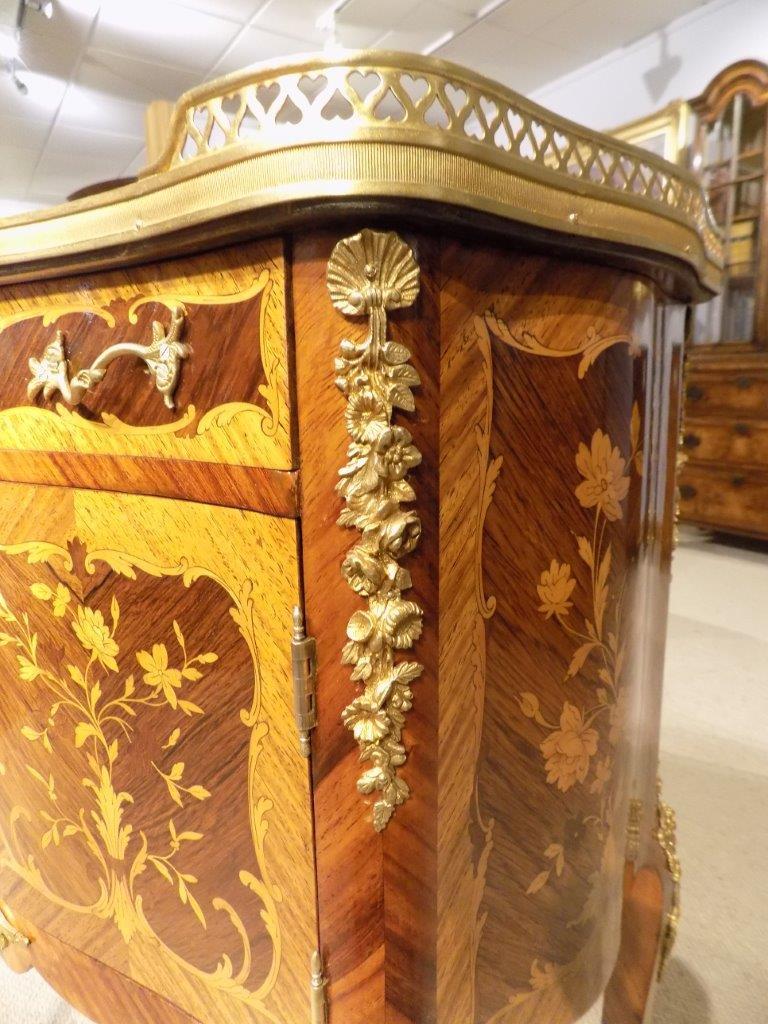 Late 19th Century Kingwood and Marquetry Inlaid French Side Cabinet For Sale