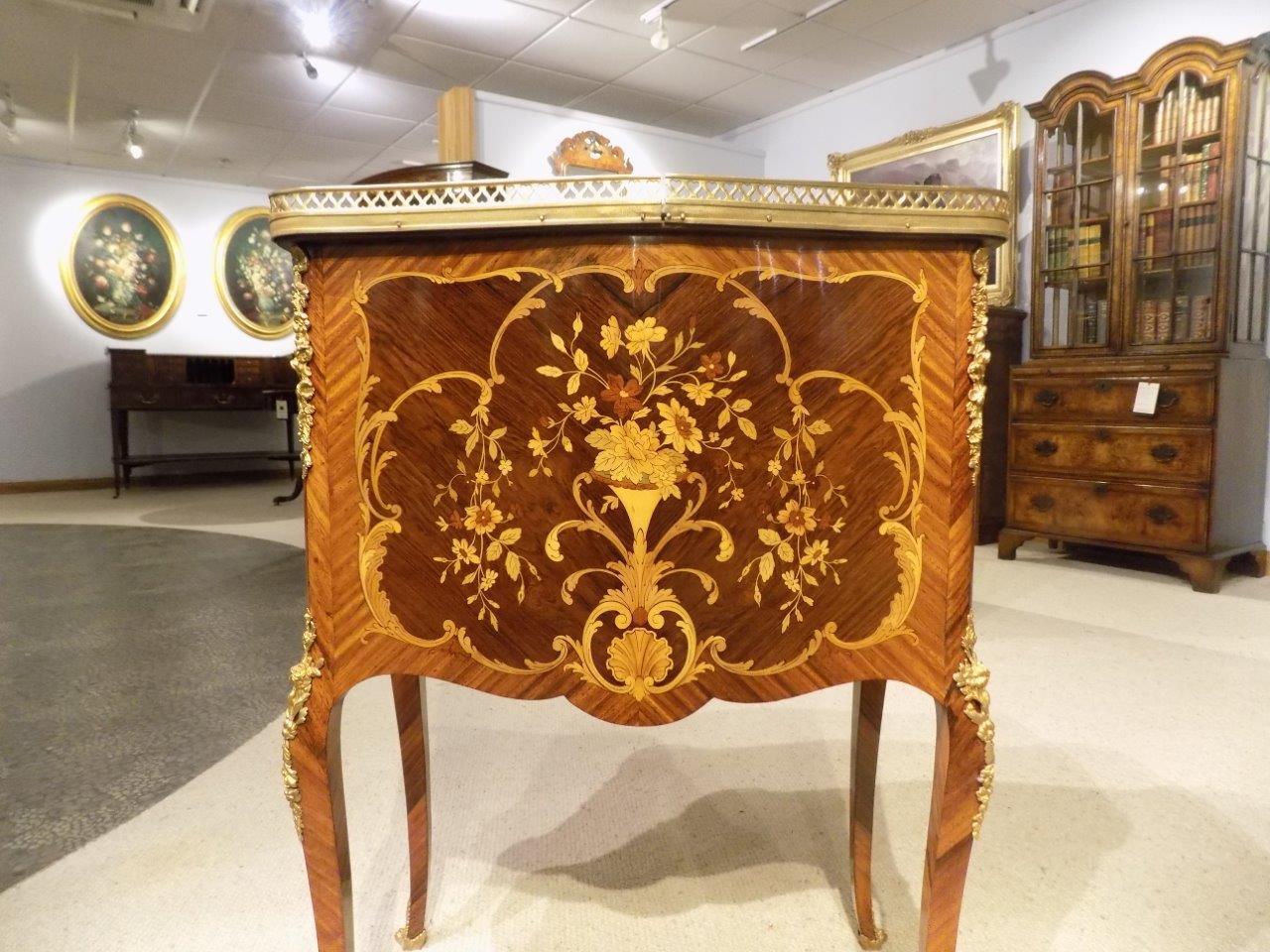 Kingwood and Marquetry Inlaid French Side Cabinet For Sale 4