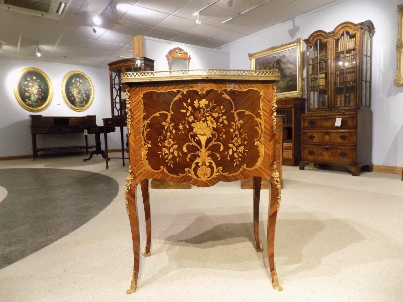 Kingwood and Marquetry Inlaid French Side Cabinet For Sale 5