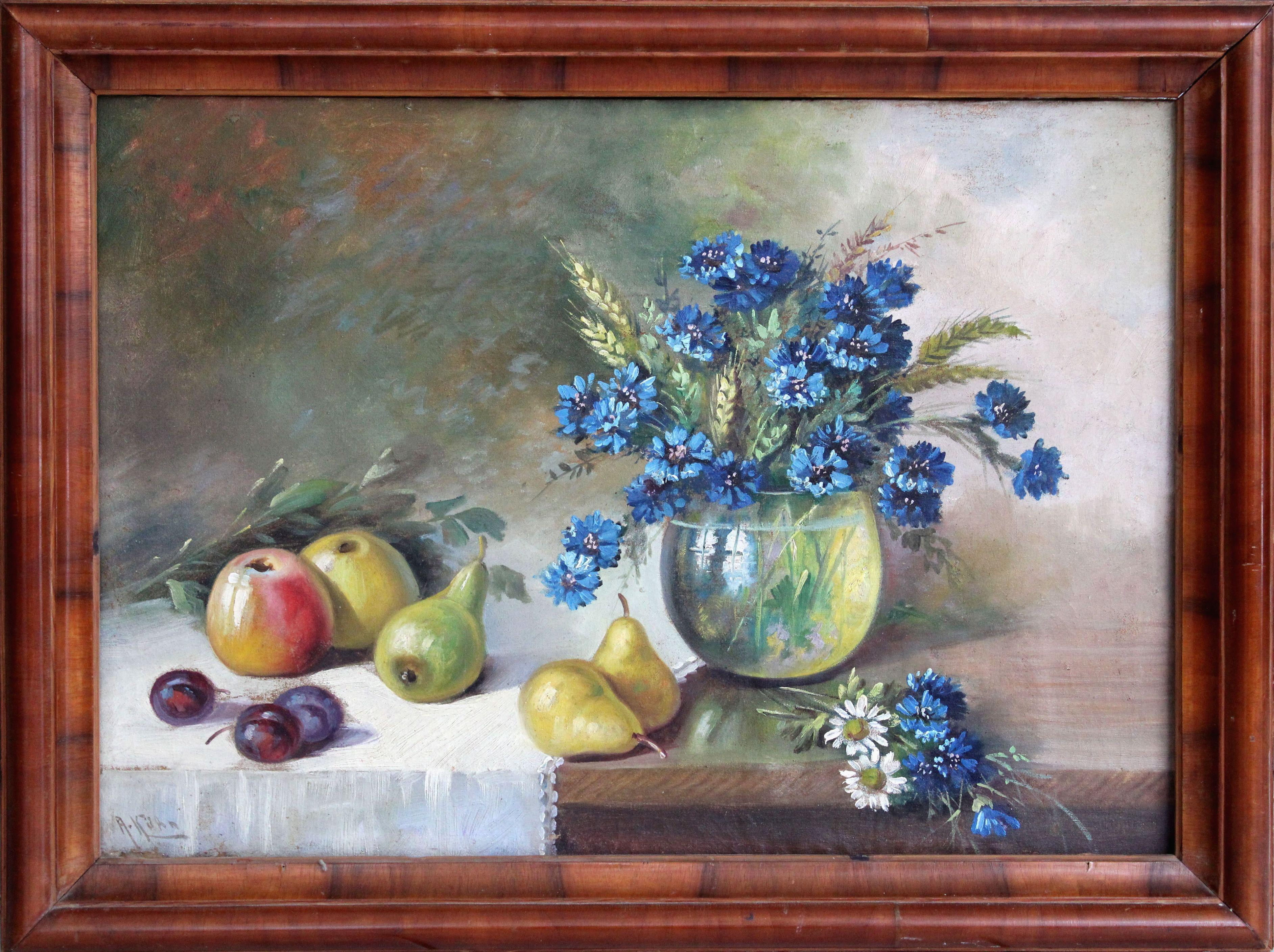Still Life. 20s-30s, canvas, oil, 48.5x70 cm - Painting by A. Kins