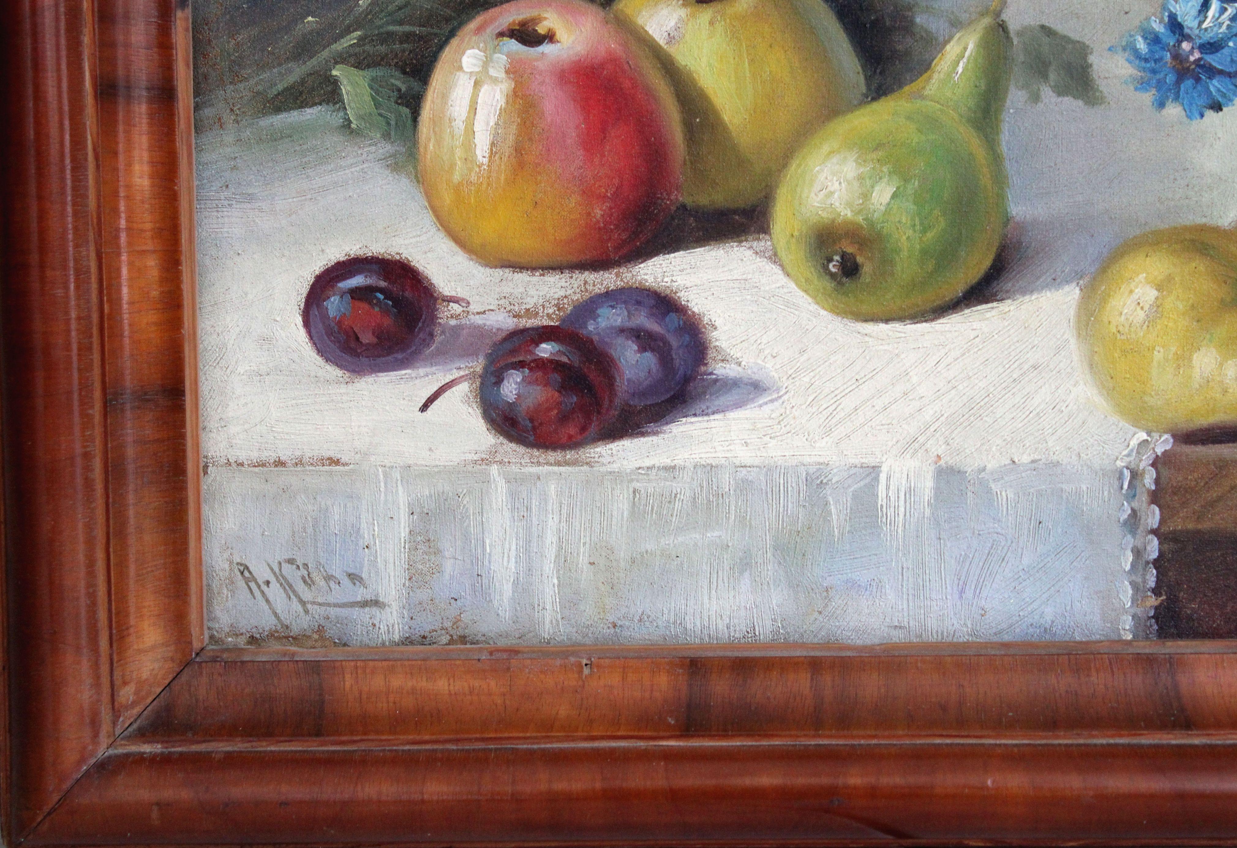 Still Life. 20s-30s, canvas, oil, 48.5x70 cm - Realist Painting by A. Kins