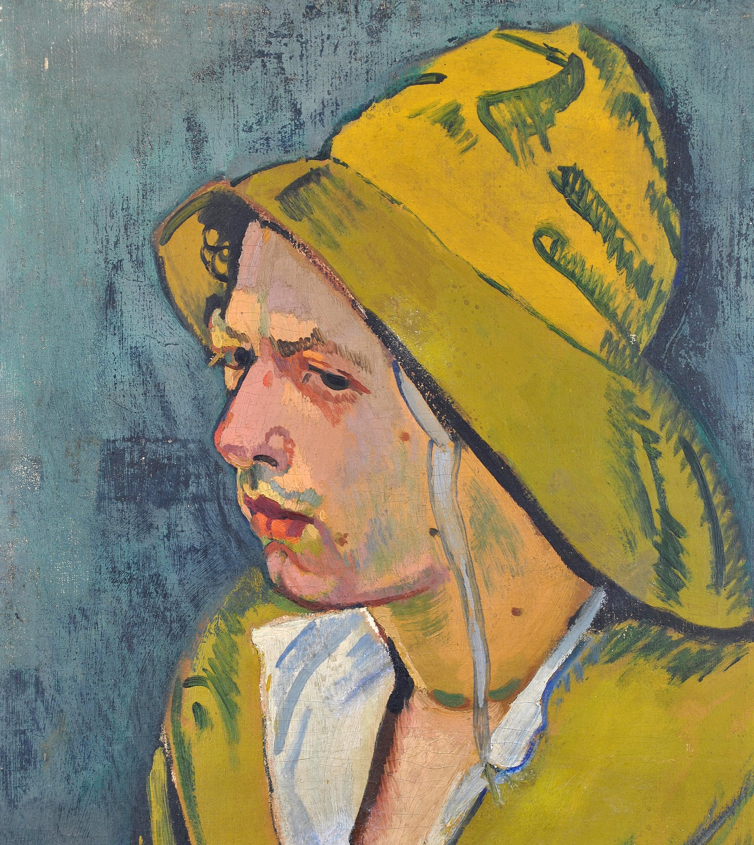 Portrait of a Fisherman - European Post Impressionist Antique Oil Painting For Sale 1