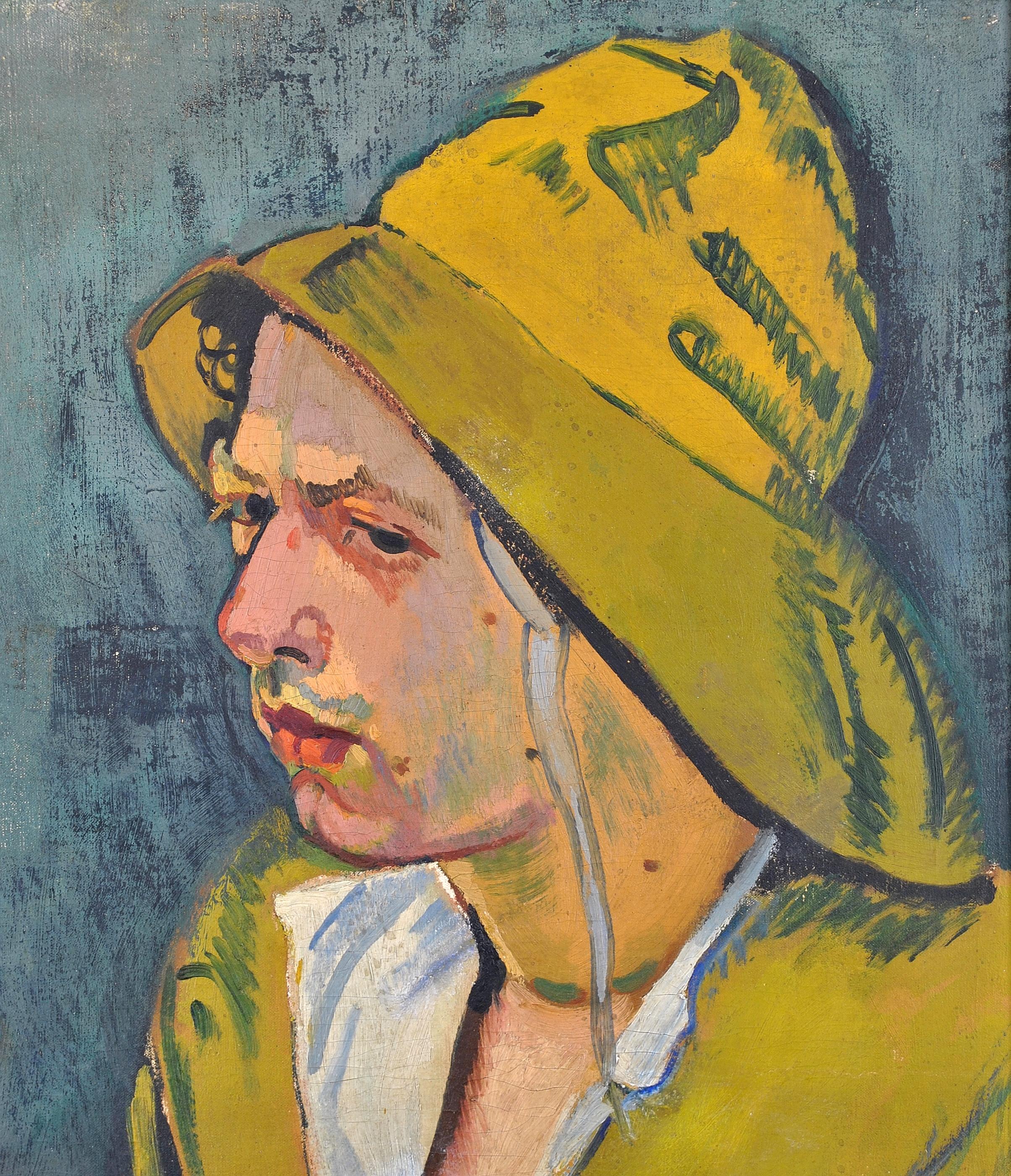 Ein schönes französisches oder möglicherweise deutsches postimpressionistisches Öl auf Leinwand-Porträt eines Fischers aus den 1920er Jahren. Hervorragende Qualitätsarbeit, gemalt mit schnellen, skizzenhaften Pinselstrichen vor einem gesprenkelten