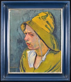 Ritratto di pescatore - Pittura ad olio antica post impressionista europea
