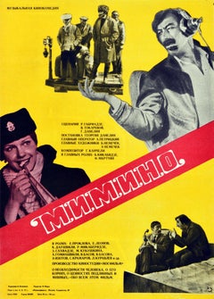 Original Vintage Film Poster For Mimino USSR Comedy Movie Photomontage Design