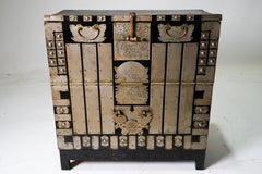 C. 1880 Korean Wedding Chest with White Brass Hardware