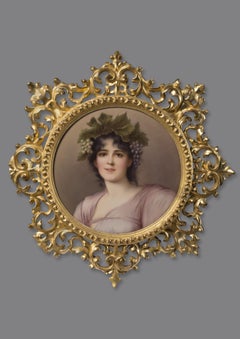 KPM Style Porcelain Plaque Depicting a Maiden as a Young Bacchante, circa 1910
