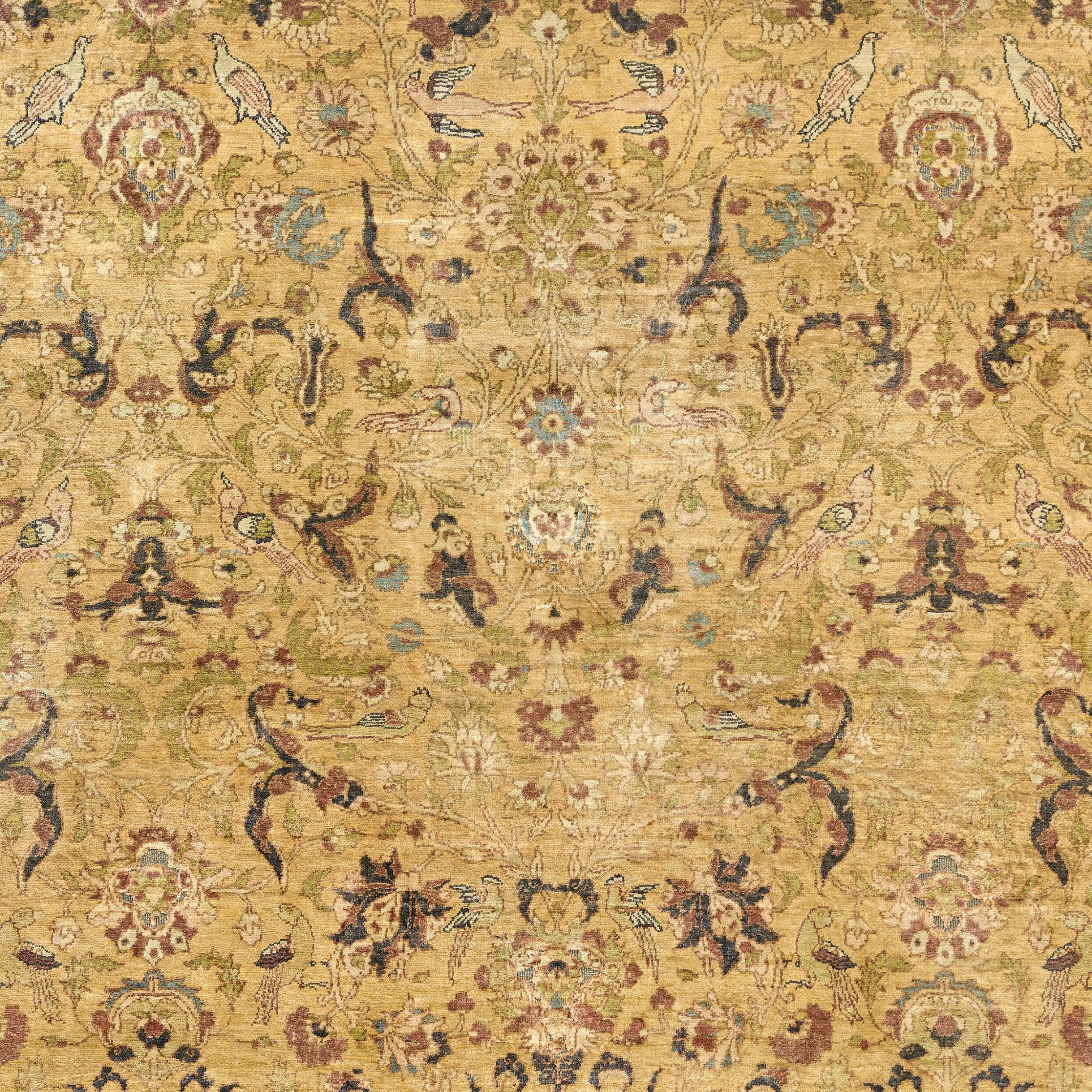 Turkish A Kum Kapi Silk and Metal Thread Rug For Sale