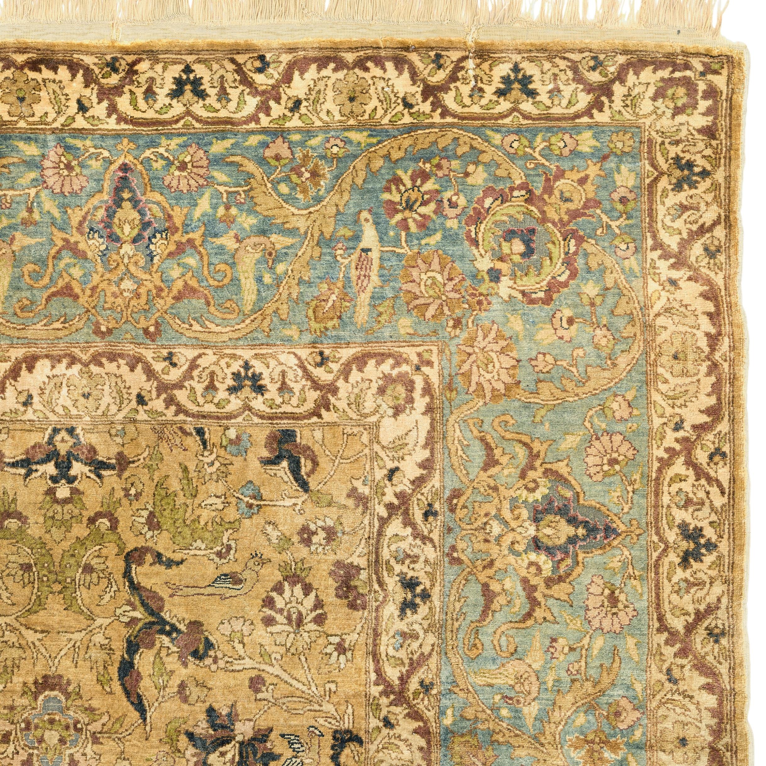 Hand-Woven A Kum Kapi Silk and Metal Thread Rug For Sale