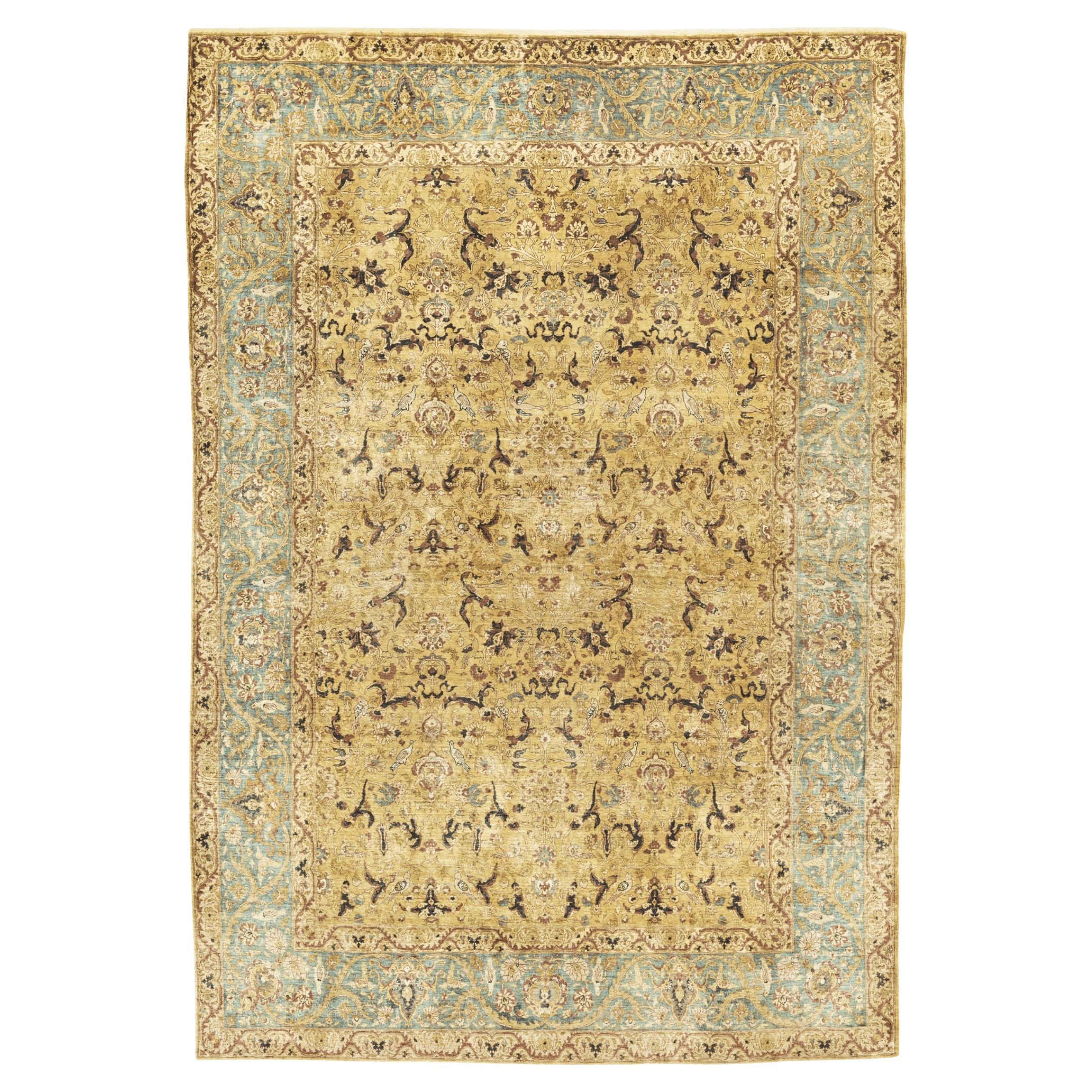 A Kum Kapi Silk and Metal Thread Rug For Sale
