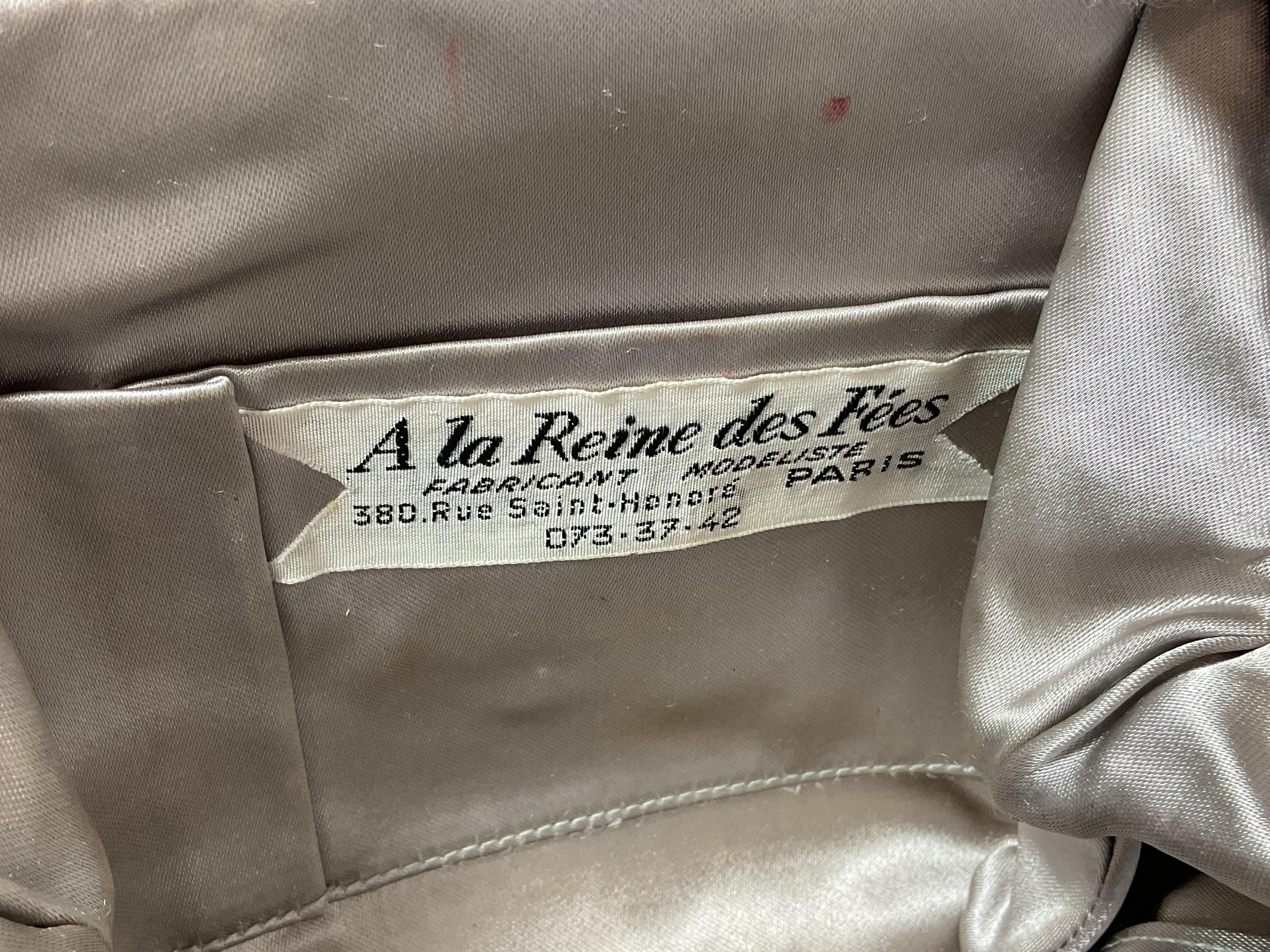A LA REINE DES FÉES Black Satin Clutch with Rhinestone Clasp For Sale 6