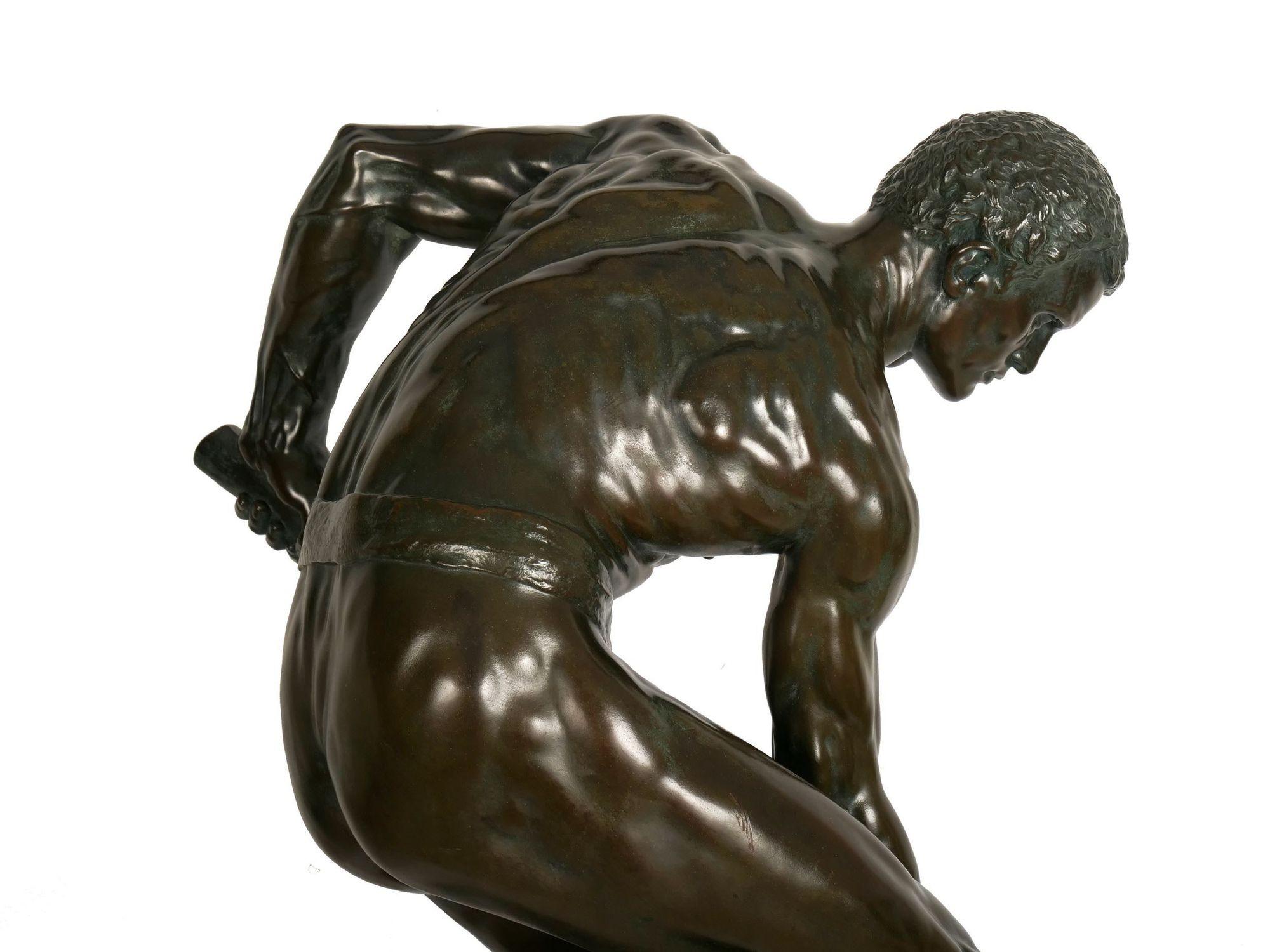 „A la terre!“ Französische antike französische Bronzeskulptur von Alfred Boucher & Barbedienne im Angebot 6