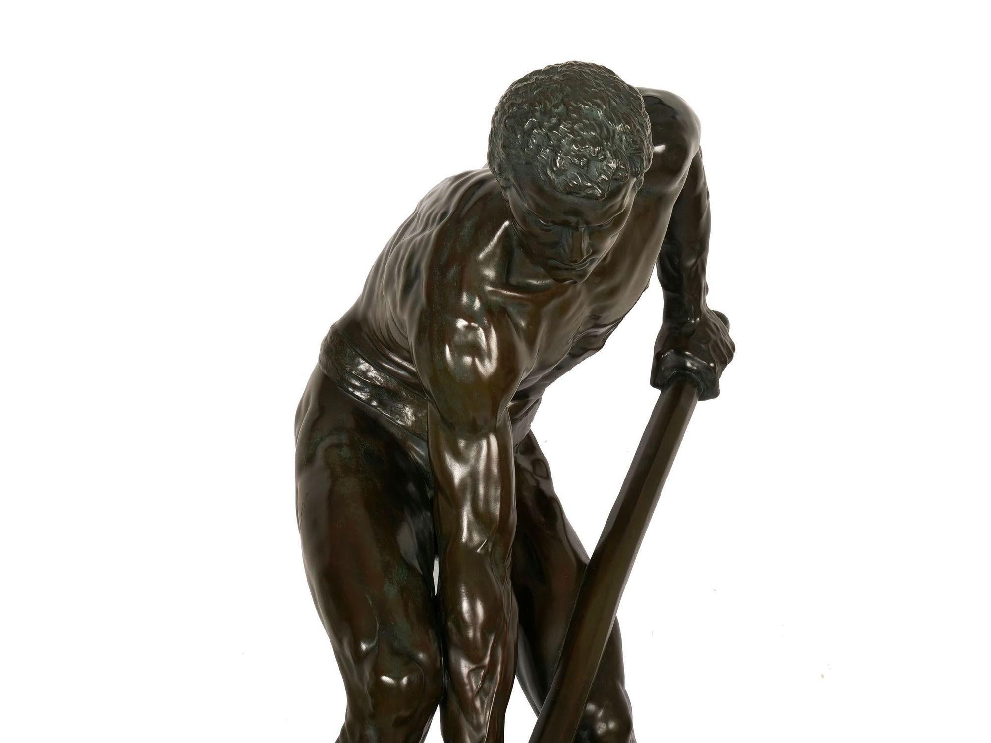 „A la terre!“ Französische antike französische Bronzeskulptur von Alfred Boucher & Barbedienne im Angebot 8