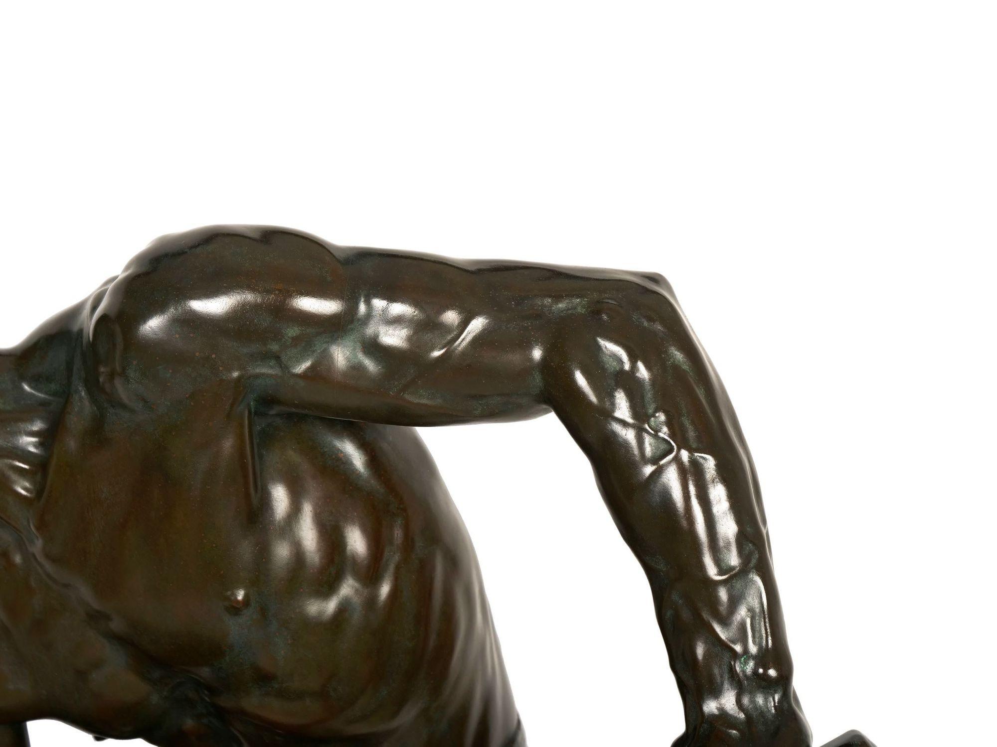„A la terre!“ Französische antike französische Bronzeskulptur von Alfred Boucher & Barbedienne im Angebot 11