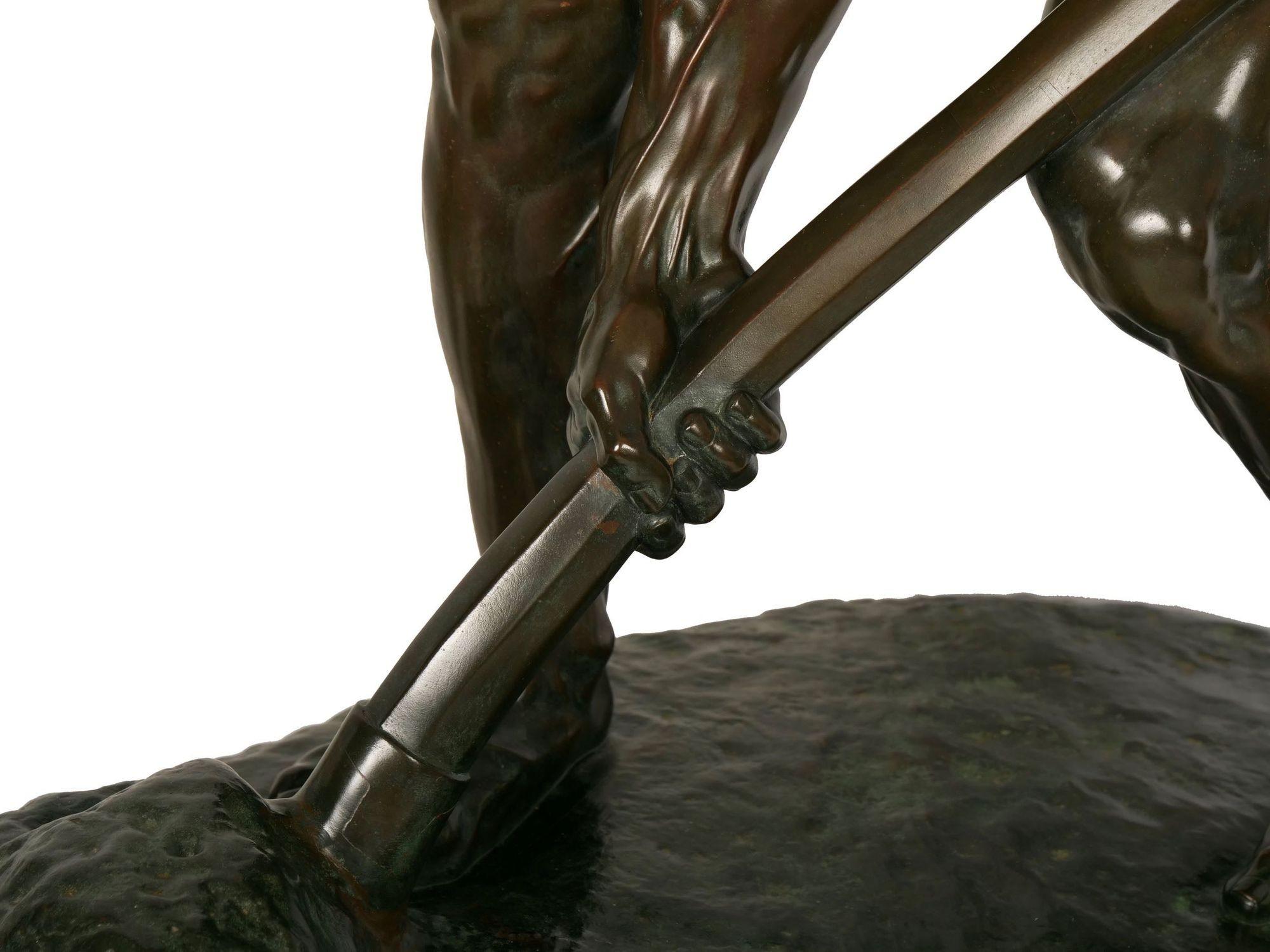 « À la terre ! » Sculpture française en bronze ancien d'Alfred Boucher & Barbedienne en vente 12