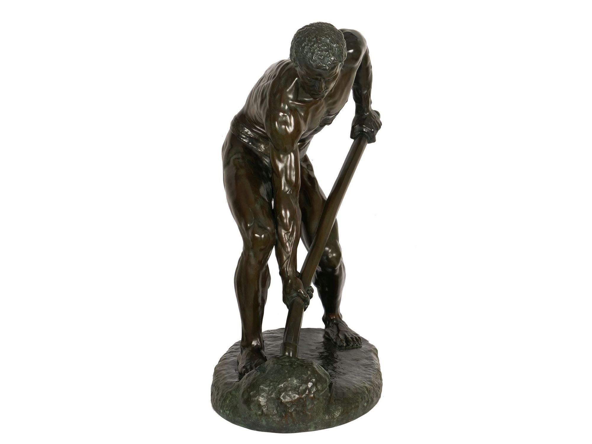 XIXe siècle « À la terre ! » Sculpture française en bronze ancien d'Alfred Boucher & Barbedienne en vente