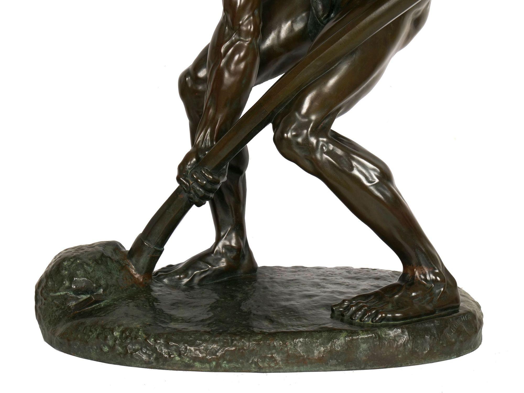 „A la terre!“ Französische antike französische Bronzeskulptur von Alfred Boucher & Barbedienne im Angebot 3