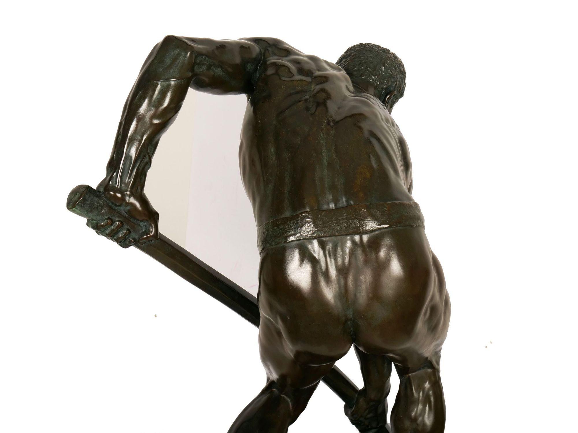 „A la terre!“ Französische antike französische Bronzeskulptur von Alfred Boucher & Barbedienne im Angebot 4