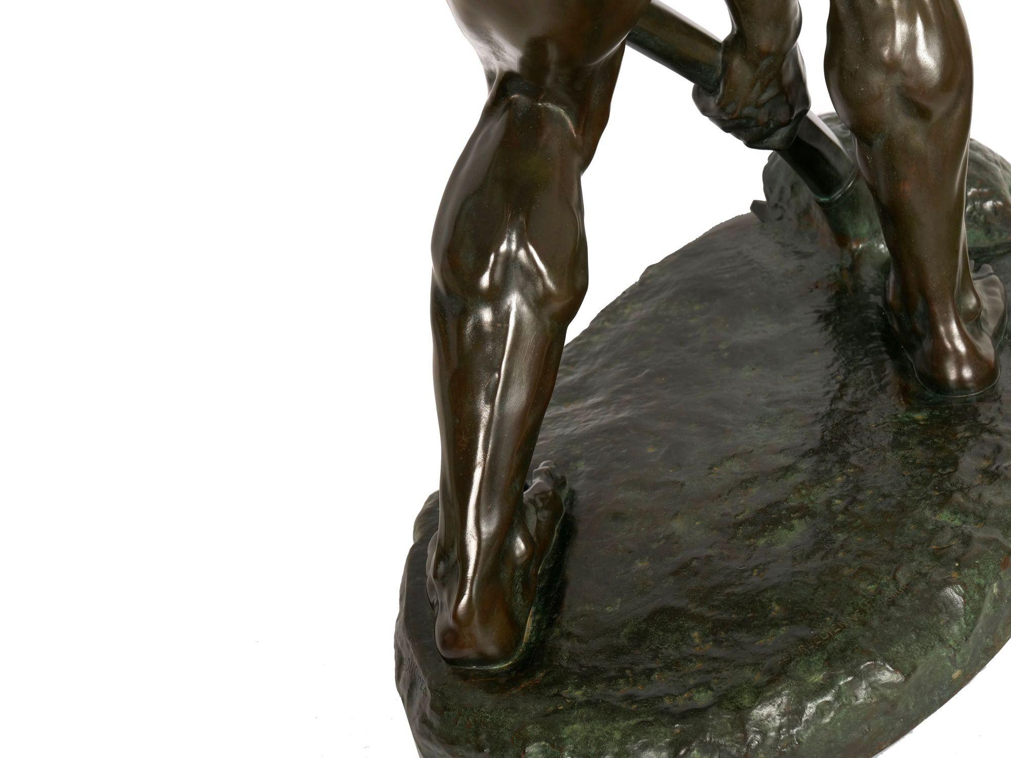 „A la terre!“ Französische antike französische Bronzeskulptur von Alfred Boucher & Barbedienne im Angebot 5