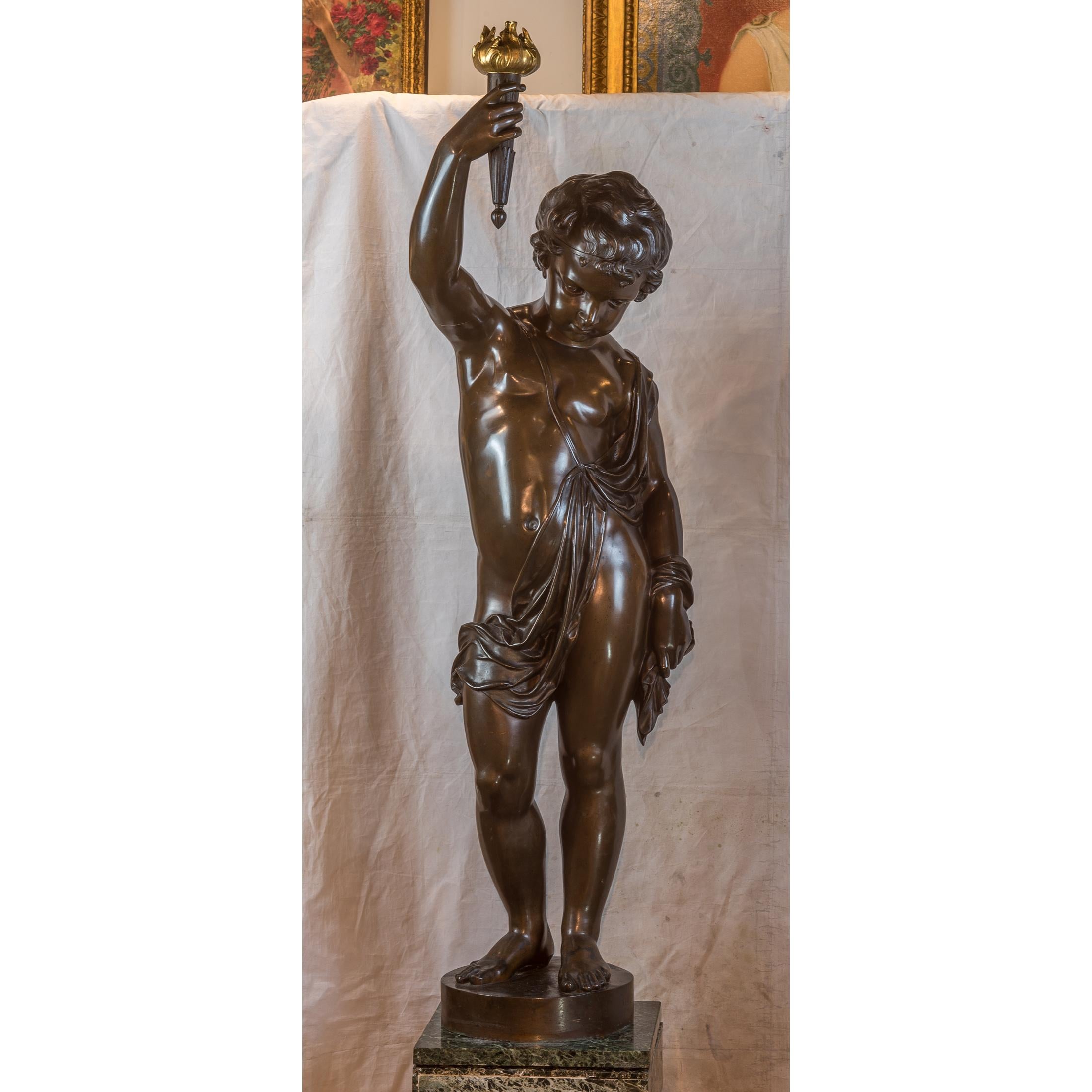 Torce figurate e piedistallo in bronzo - Médaille d'or - Exposition de 1867 in vendita 1