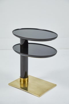 Lacquer and Bronze Petite Side Table, Signed Nicholas Mongiardo