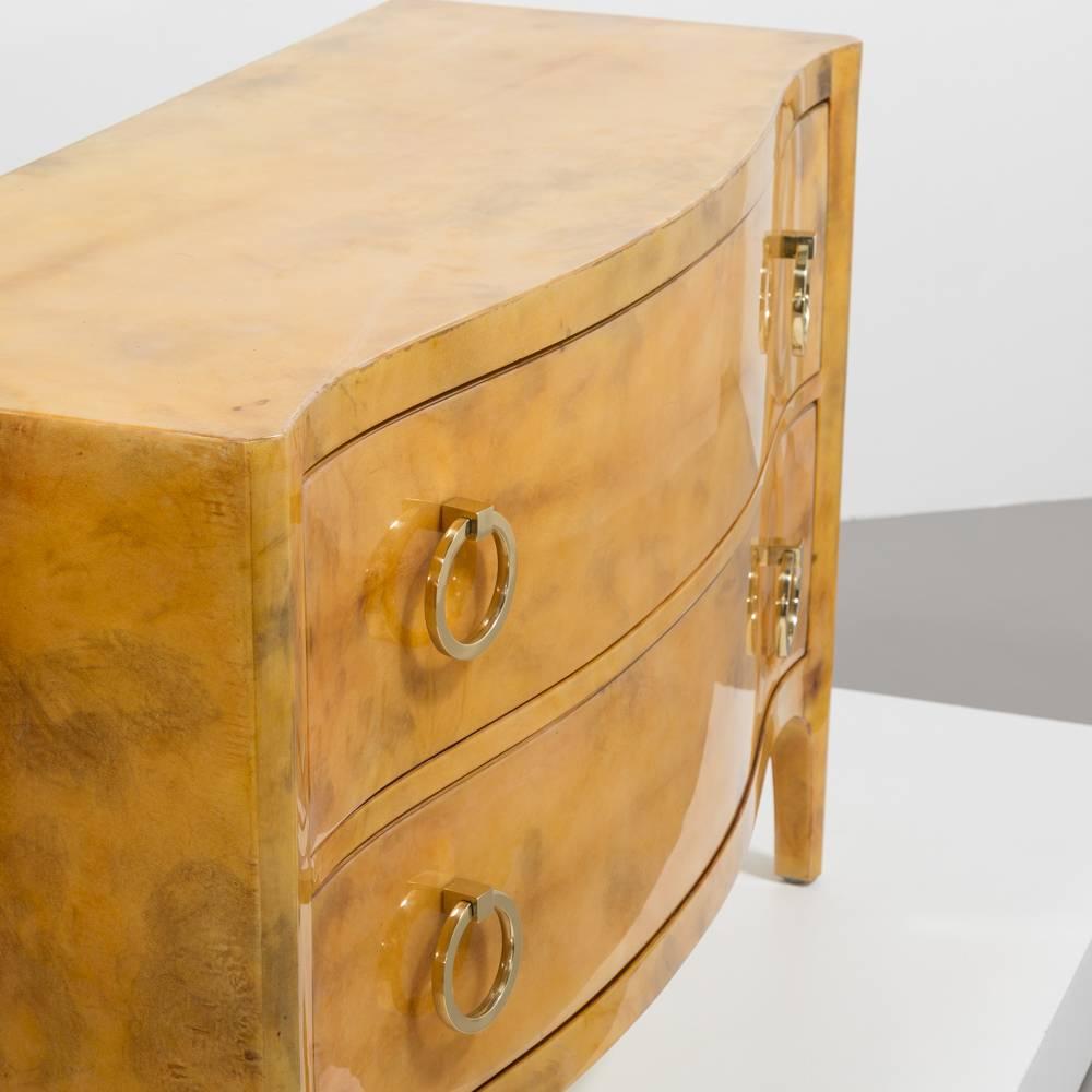Late 20th Century Lacquered Goatskin Two-Drawer Commode, circa 1980s For Sale