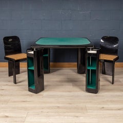 Lacquered Wood Games Table & Chairs by Pierluigi Molinari for Pozzi, Milan