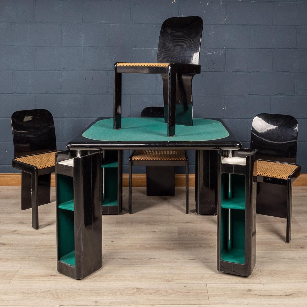 Italian Lacquered Wood Games Table & Chairs by Pierluigi Molinari for Pozzi, Milan