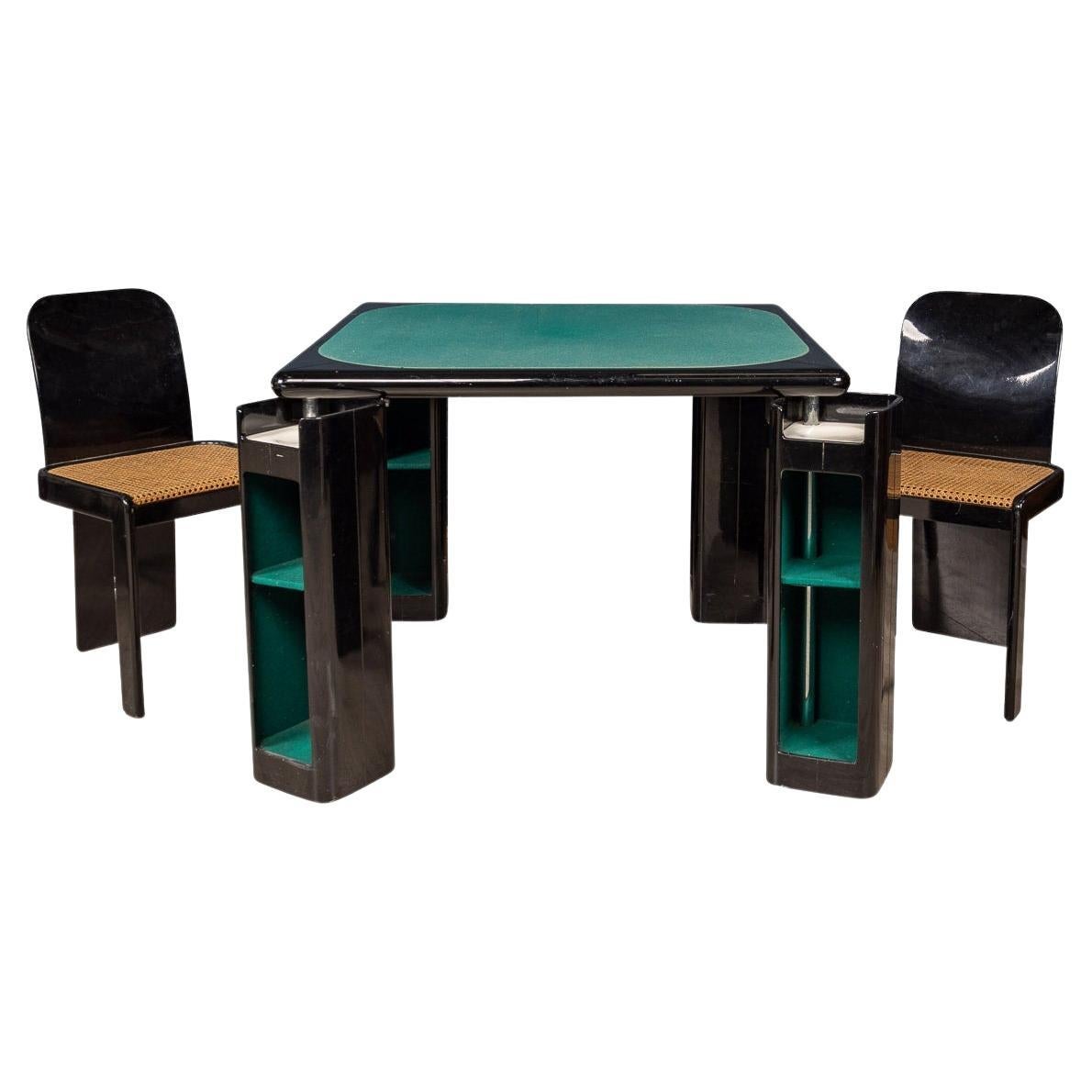 Lacquered Wood Games Table & Chairs by Pierluigi Molinari for Pozzi, Milan