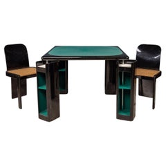 Lacquered Wood Games Table & Chairs by Pierluigi Molinari for Pozzi, Milan