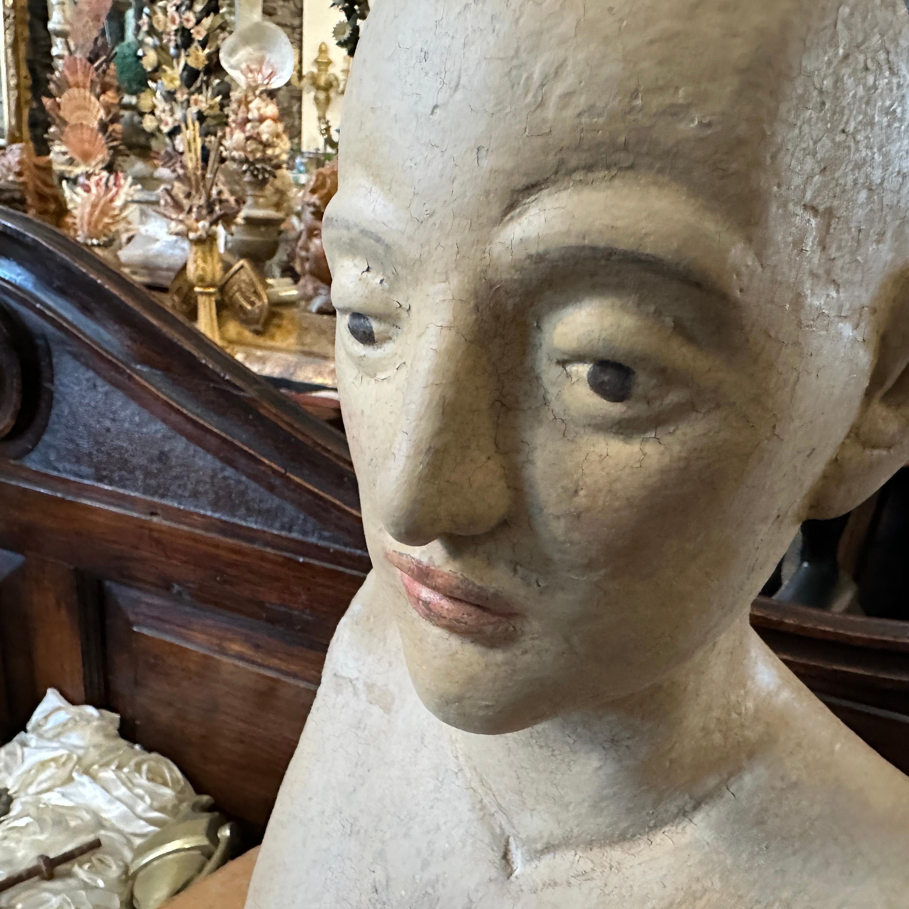 A Lacquered Wood Sicilian Bust of a Woman For Sale 5