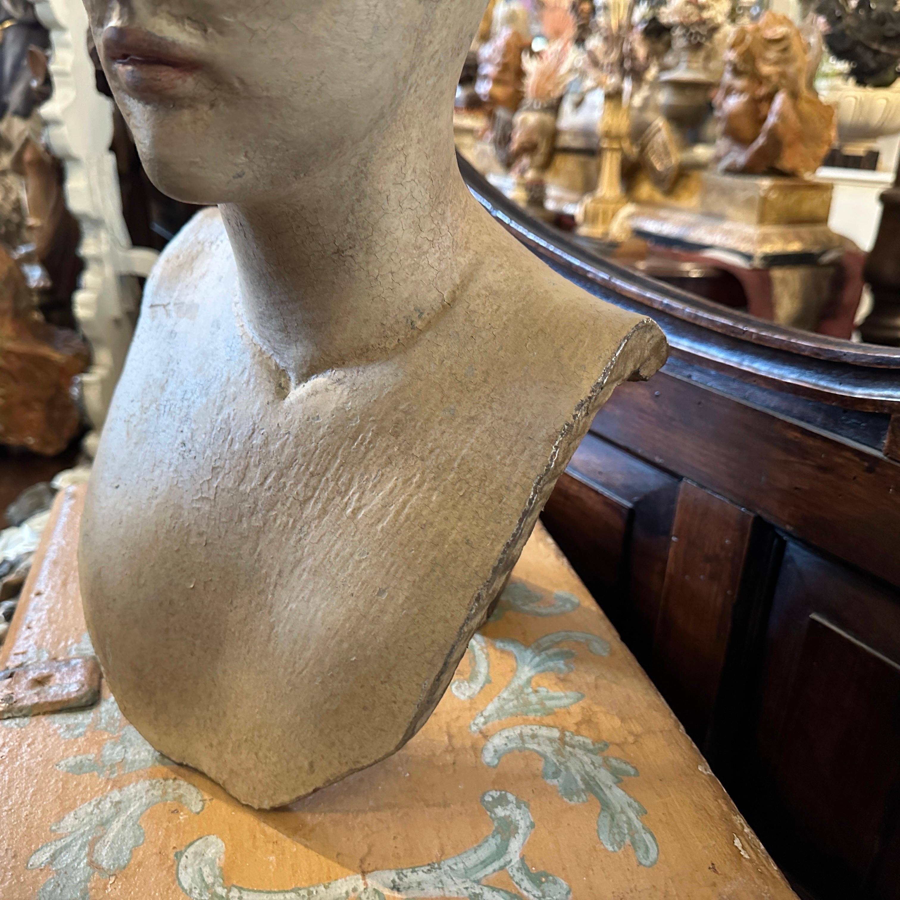 A Lacquered Wood Sicilian Bust of a Woman For Sale 9