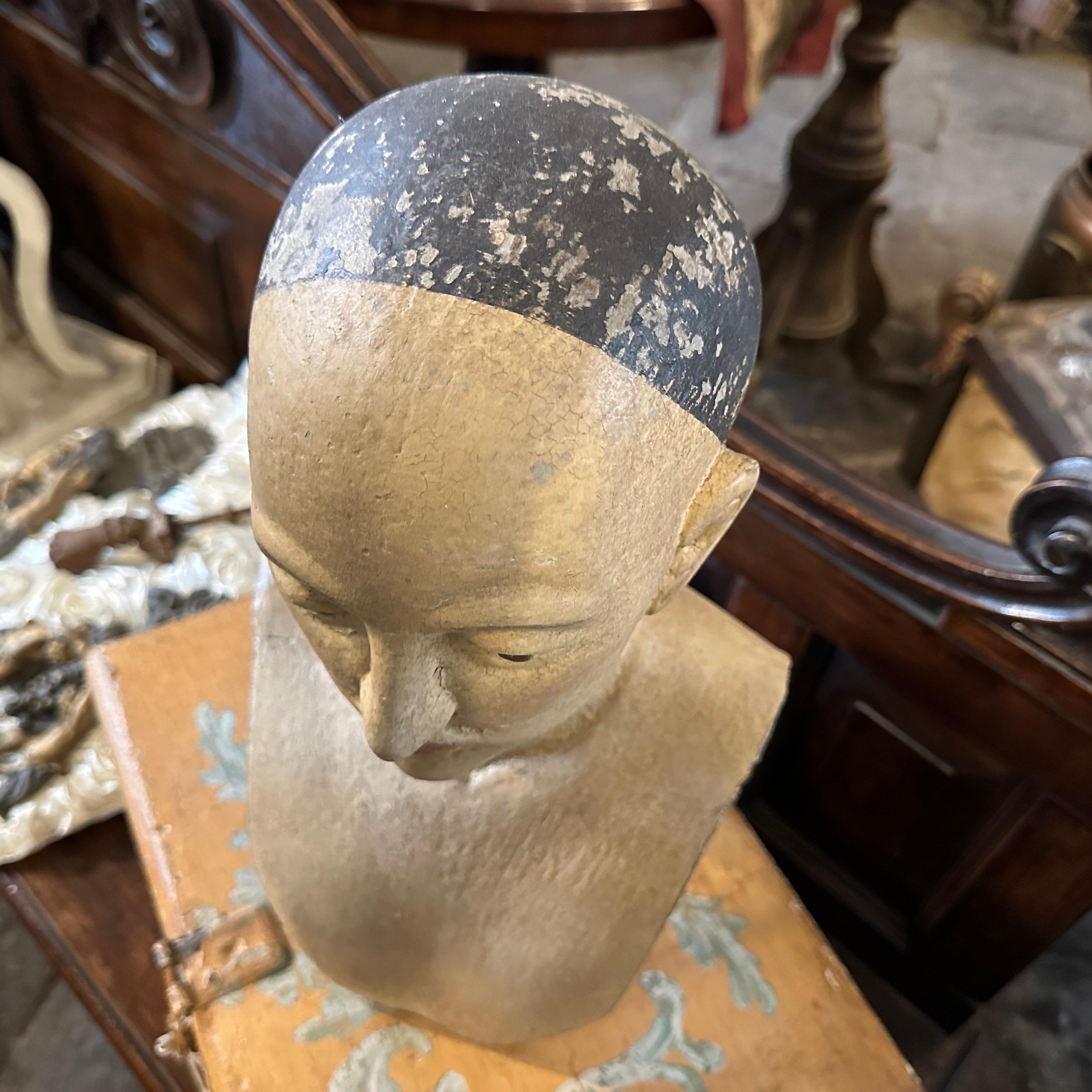 A Lacquered Wood Sicilian Bust of a Woman For Sale 10