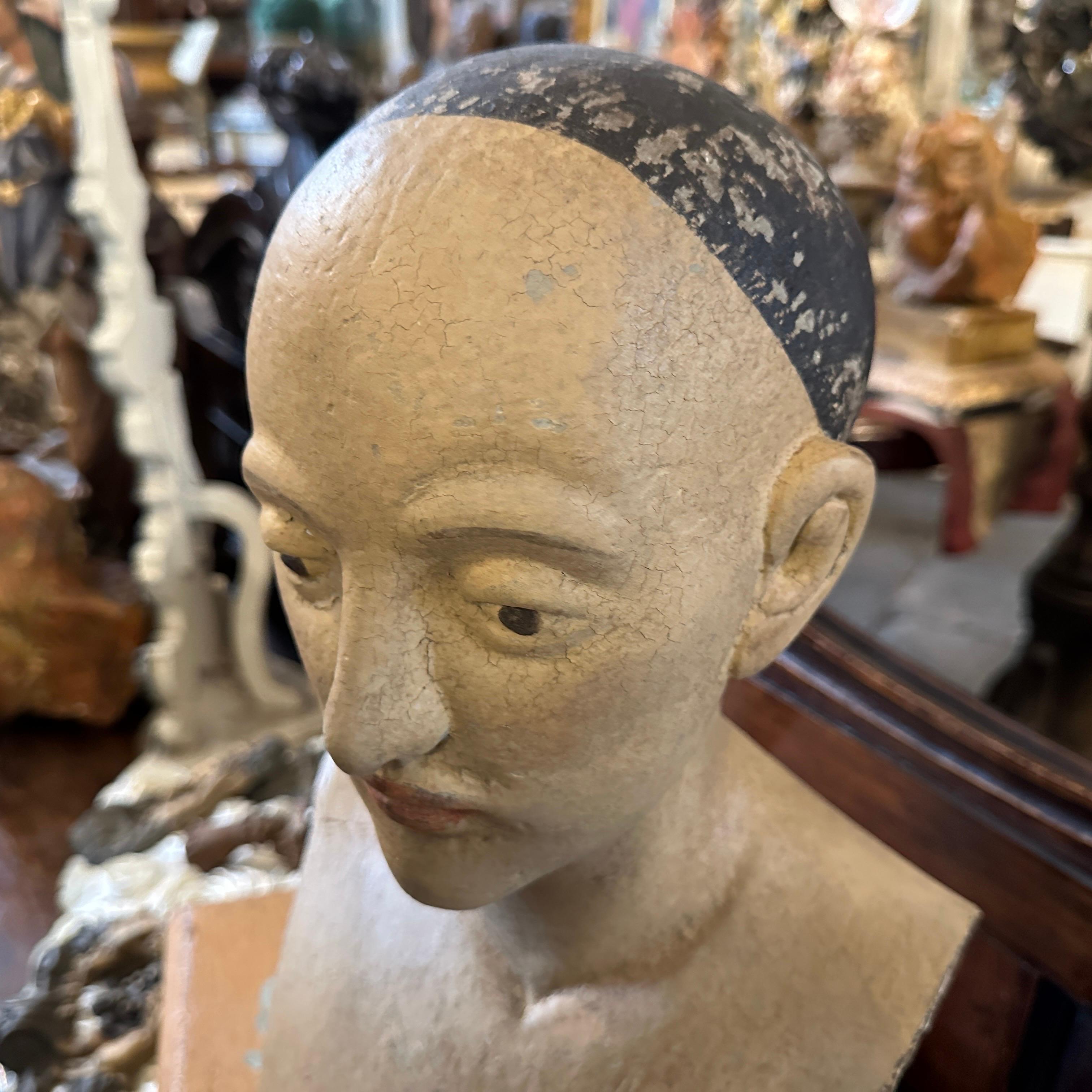A Lacquered Wood Sicilian Bust of a Woman For Sale 11