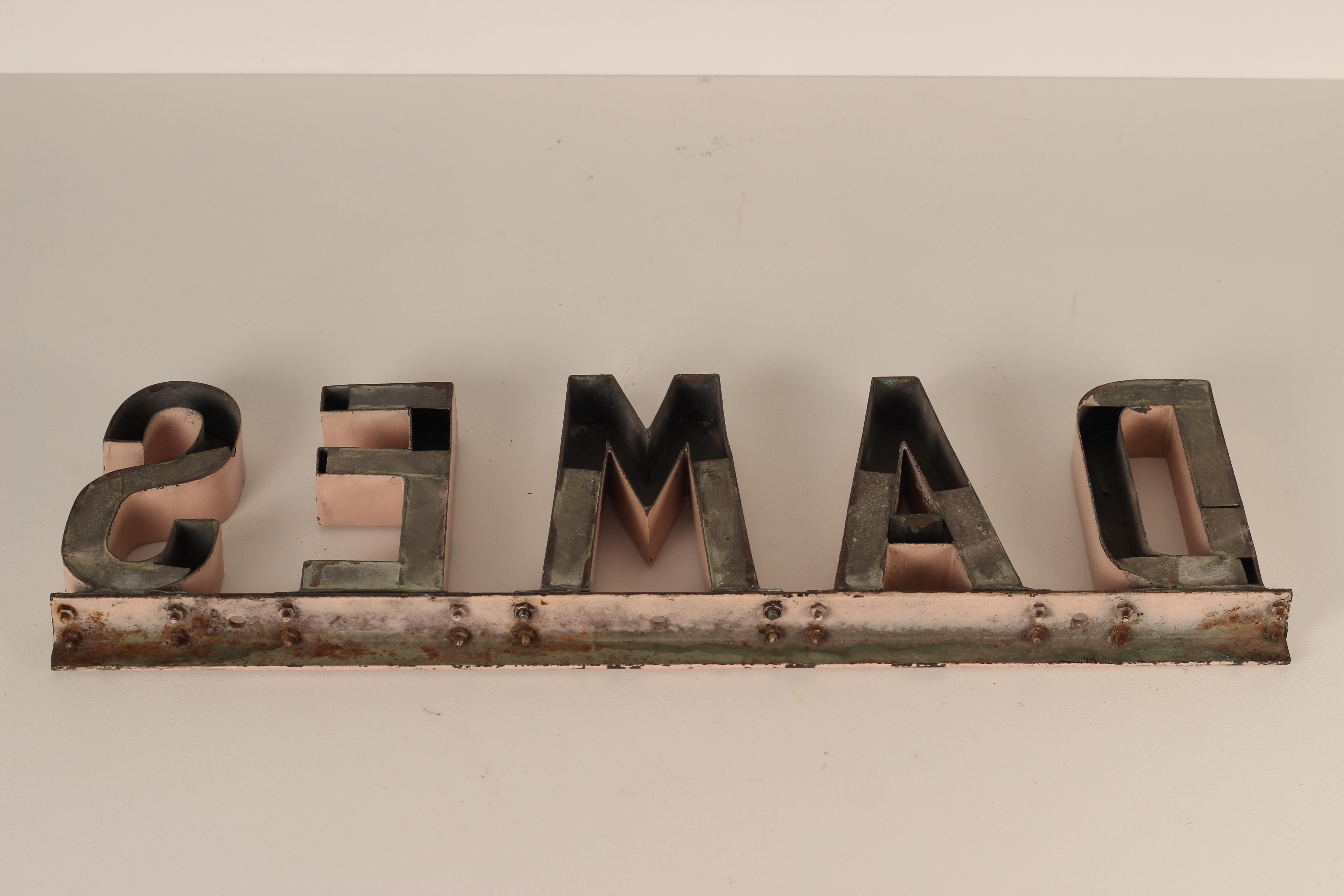 French Ladies ‘Dame’ Mid Century Restroom Sign from South of France Made in Metal For Sale
