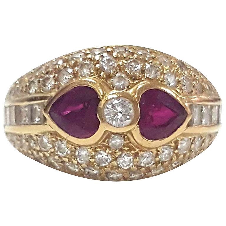Stunning Diamond and Ruby Antique Ring Size 5 1/4
