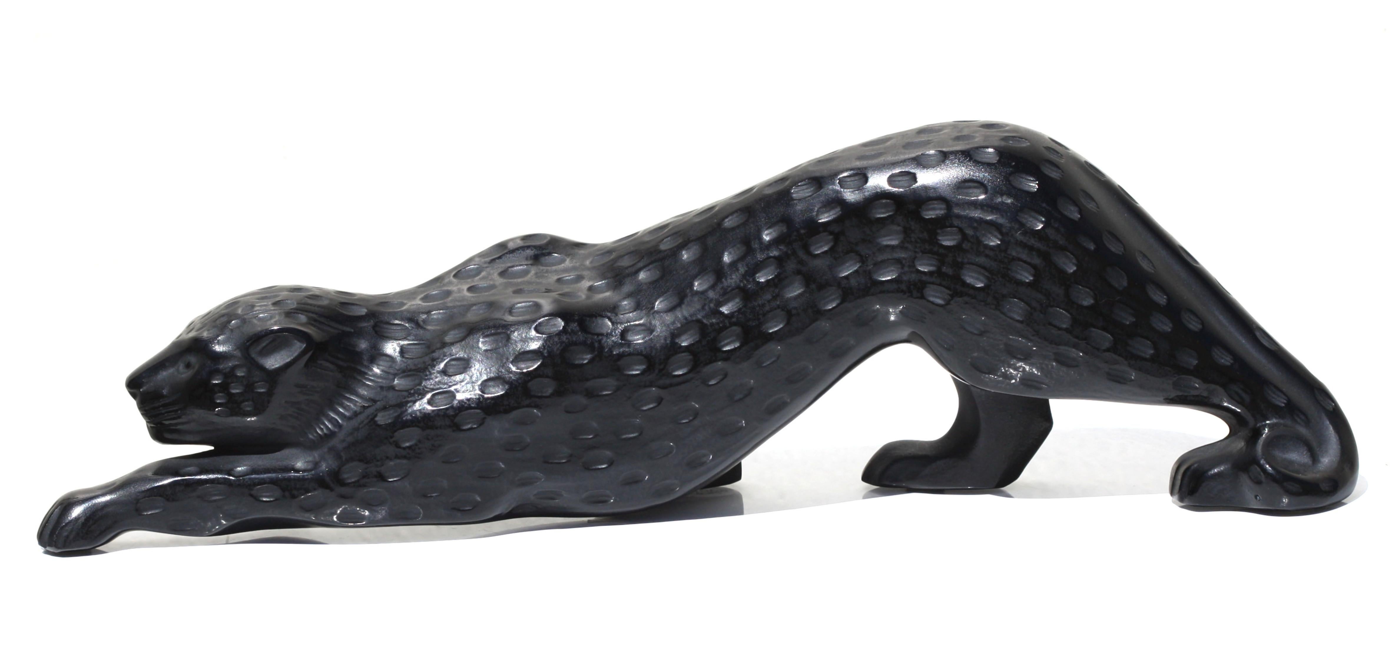 Lalique Black Crystal Figure of a Panther, Zeila For Sale 2