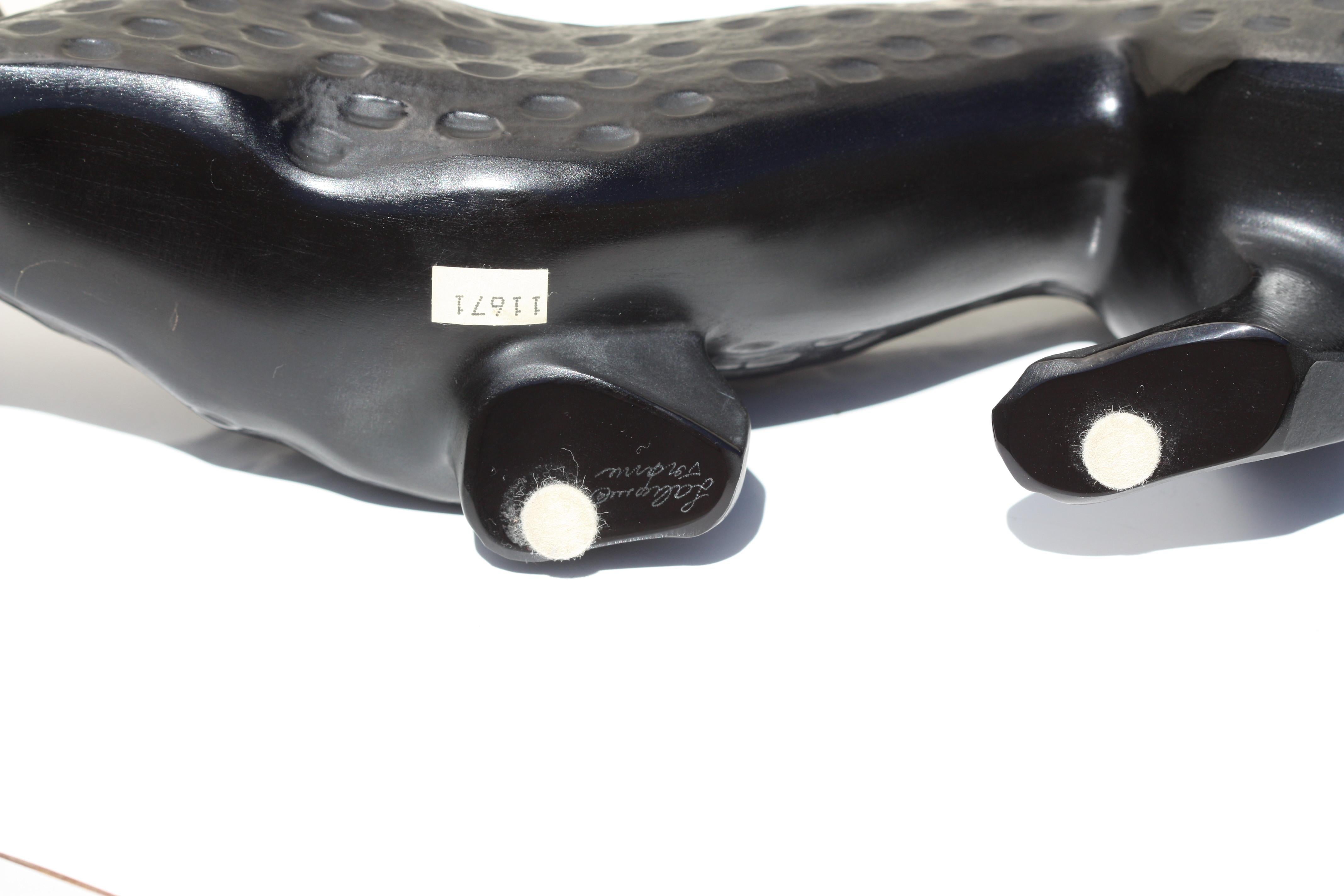 Figura de cristal negro Lalique de una pantera, Zeila en venta 2