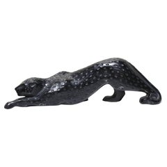 Lalique Black Crystal Figure of a Panther, Zeila