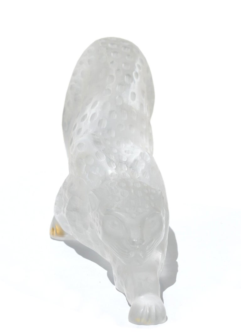 20th Century Lalique Clear and Frosted Crystal Figure of a Panther, Zeila For Sale