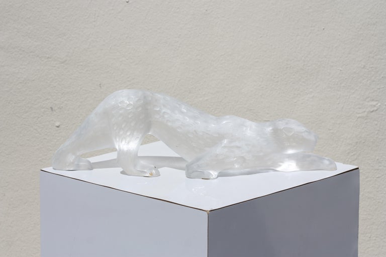 Lalique Clear and Frosted Crystal Figure of a Panther, Zeila For Sale 2