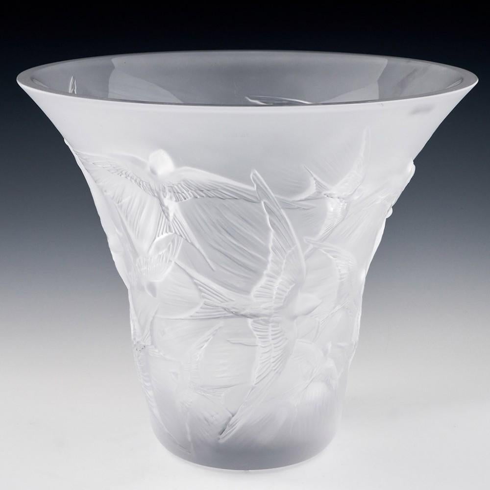 Contemporary Lalique Hirondelles Flared Vase, 2018