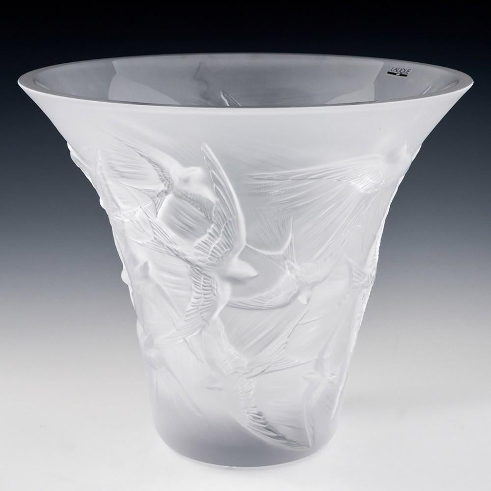 Crystal Lalique Hirondelles Flared Vase, 2018