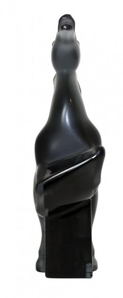 Lalique Horse, in Gray Glass, Signed Lalique, France