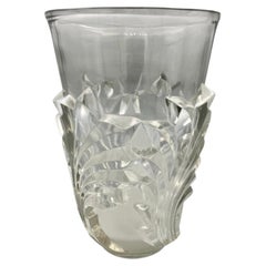 A Lalique large Glass Leave vase