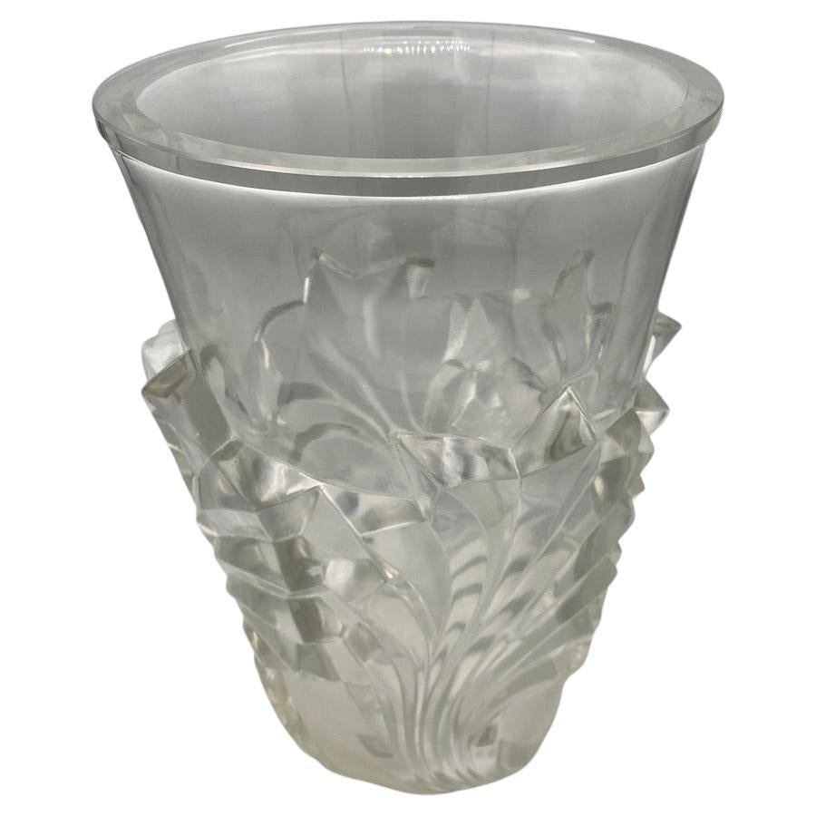 A Lalique large Glass Leave vase